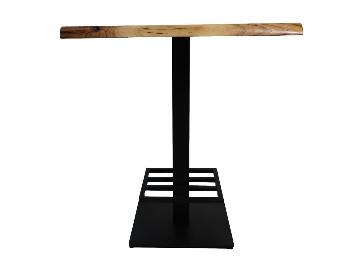 HSM Collection-Vierkante Bartafel 1 Pilaar-80x80x92-Naturel/Zwart-Acacia/Metaal