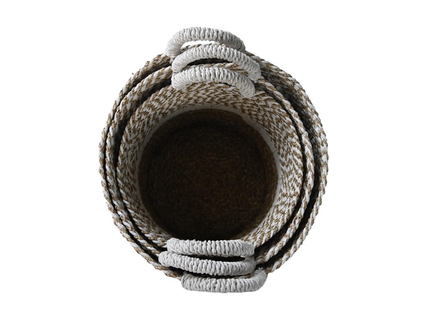 HSM Collection-Mandenset Malibu S/3-ø42x45 / ø38x42 / ø34x39-Naturel/Wit-Waterhyacint