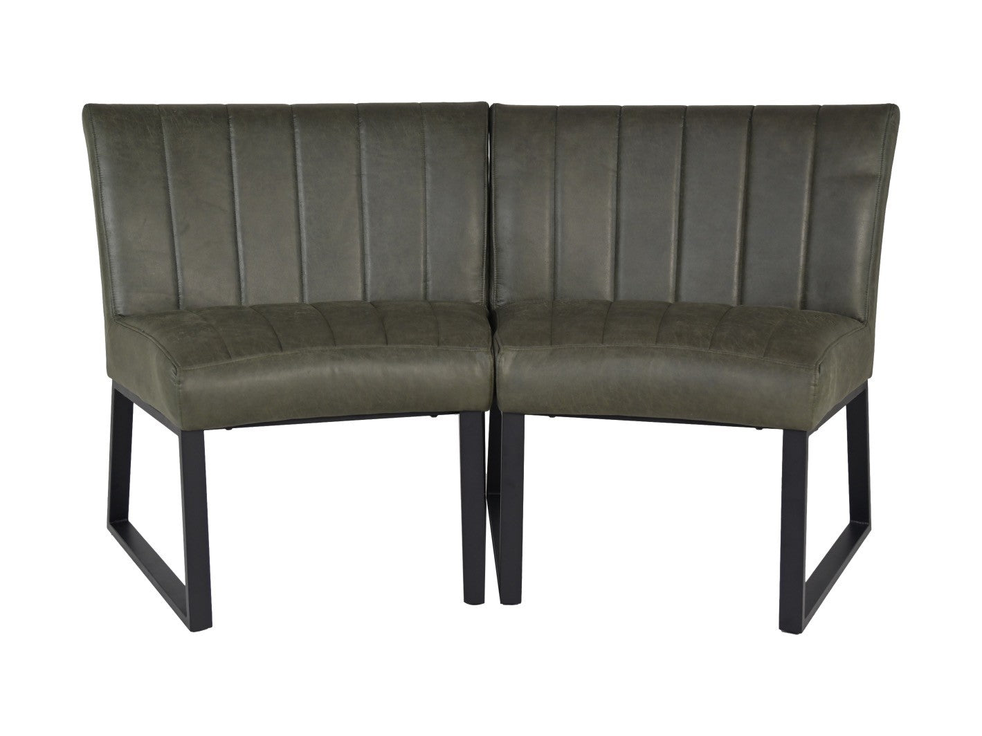 HSM Collection-Eetkamerbank Texas-68x55x88-Groen/Zwart-Leder/Metaal