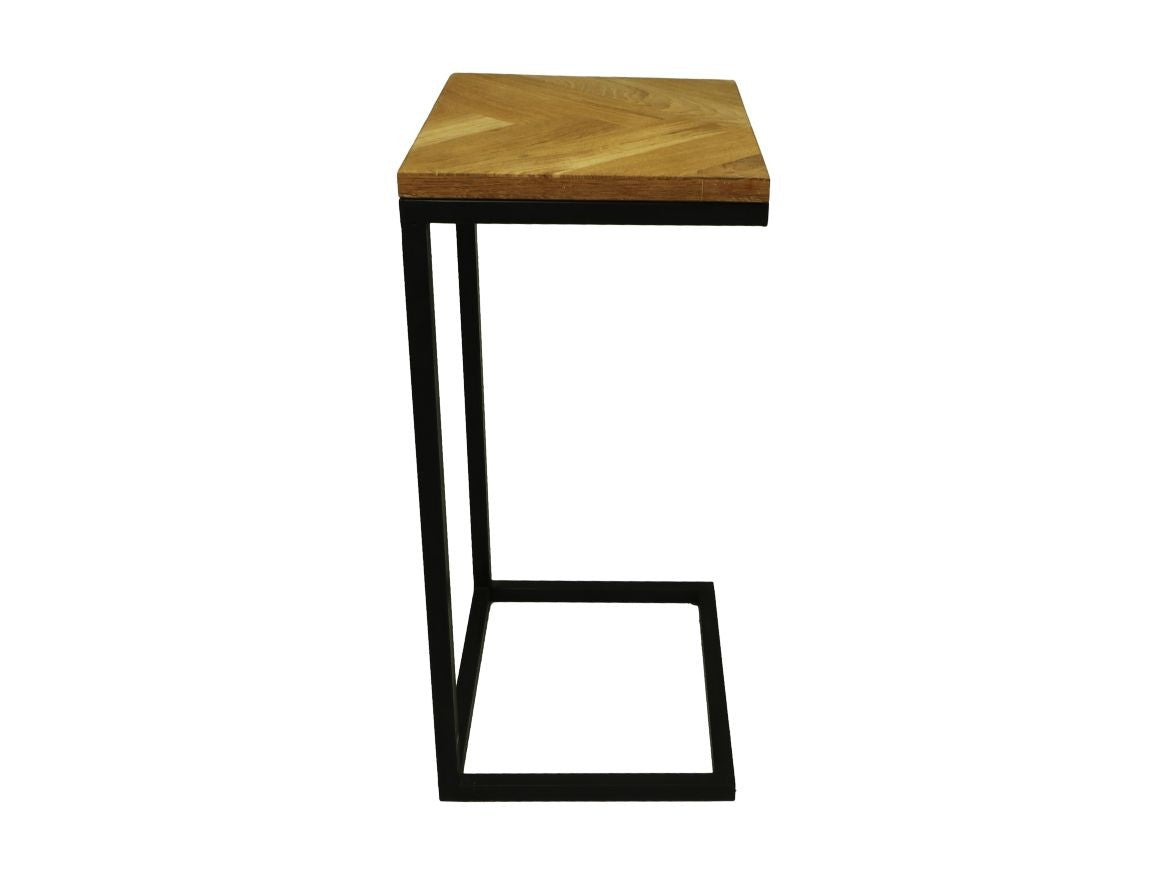 HSM Collection -Read bijzettafel Fishbone - 38x30x65 - Naturel/zwart - Eiken/met
