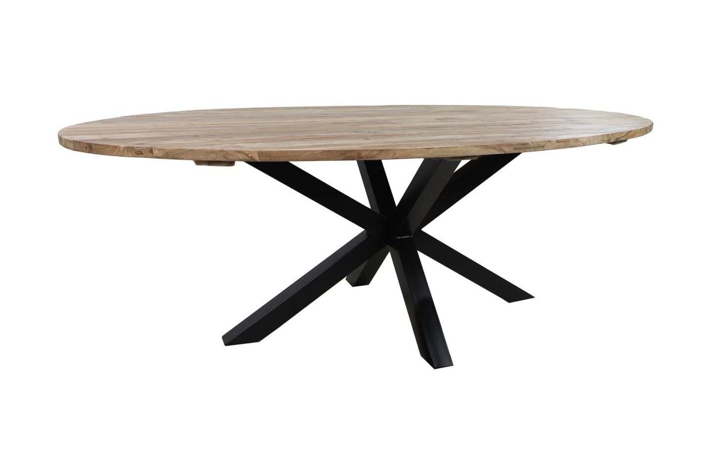 HSM Collection -Tuintafel ovaal - 220x110x76 - Naturel - Oud teakhout/metaal