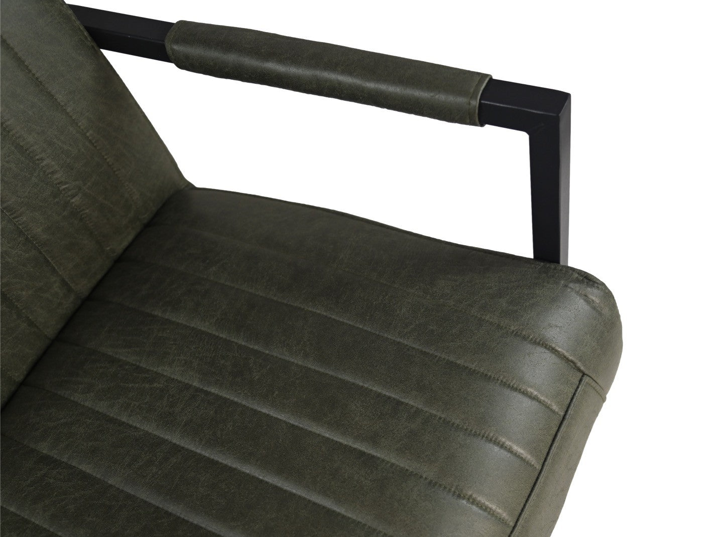 HSM Collection-Eetkamerstoel Texas Met Arm S/2-55x50x85-Groen/Zwart-Leder/Metaal