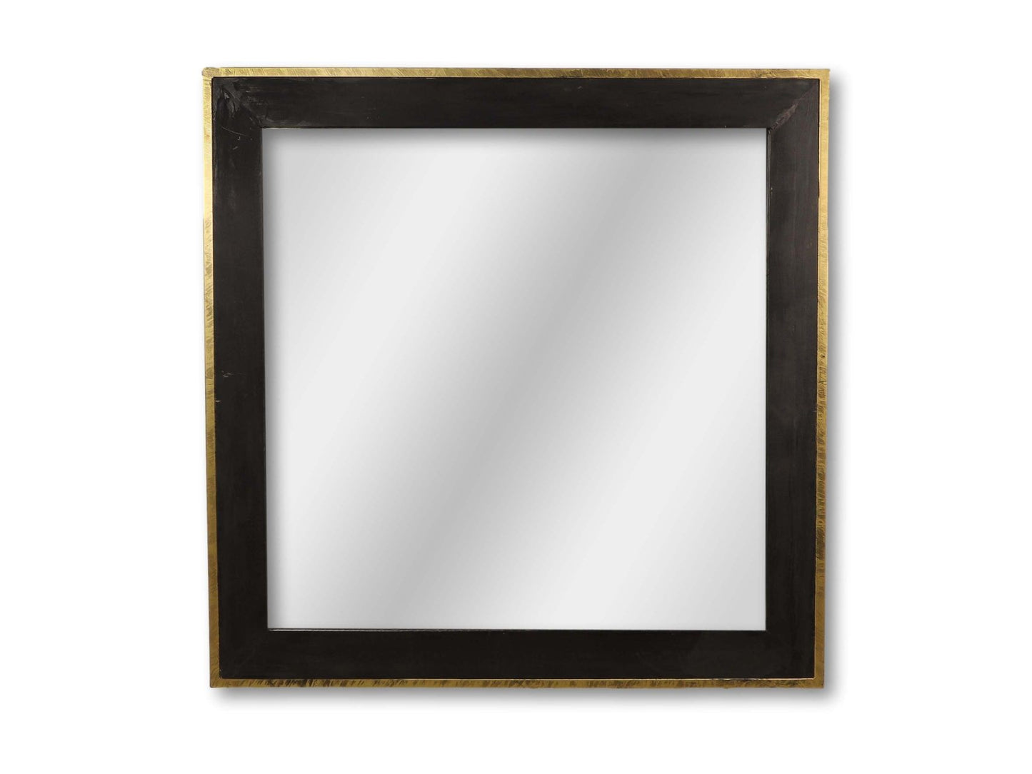 HSM Collection-Vierkante Spiegel-90x1,5x90-Zwart/Goud-Teak