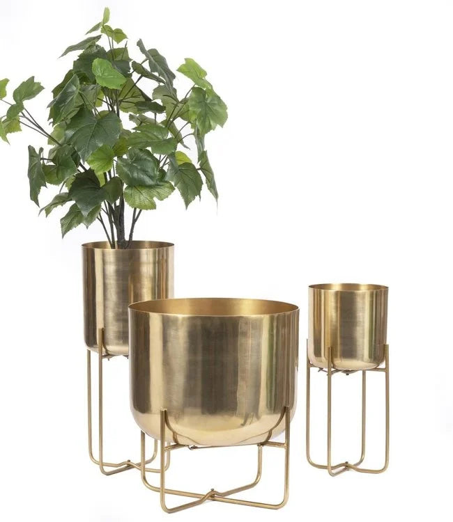 Bazar Bizar De Messing Plantenbak op Voet - Messing - L