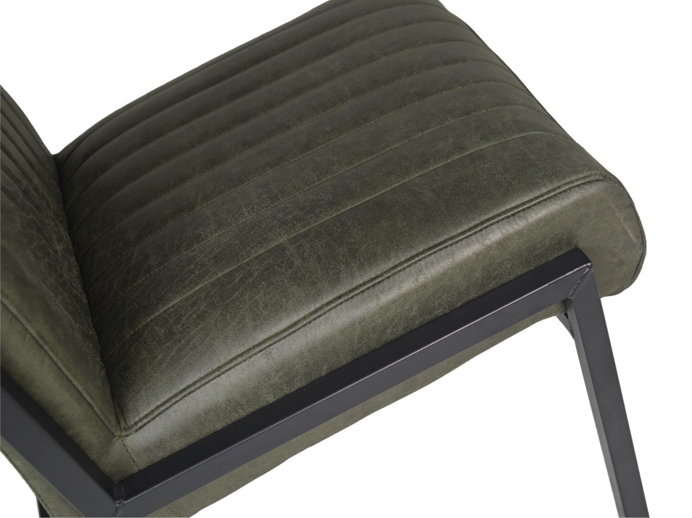 HSM Collection-Eetkamerstoel Texas S/2-55x50x85-Groen/Zwart-Leder/Metaal