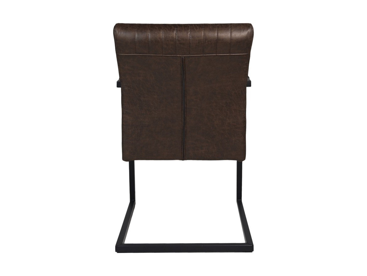 HSM Collection-Eetkamerstoel Texas Met Arm S/2-55x50x85-Espresso/Zwart-Leder/Metaal
