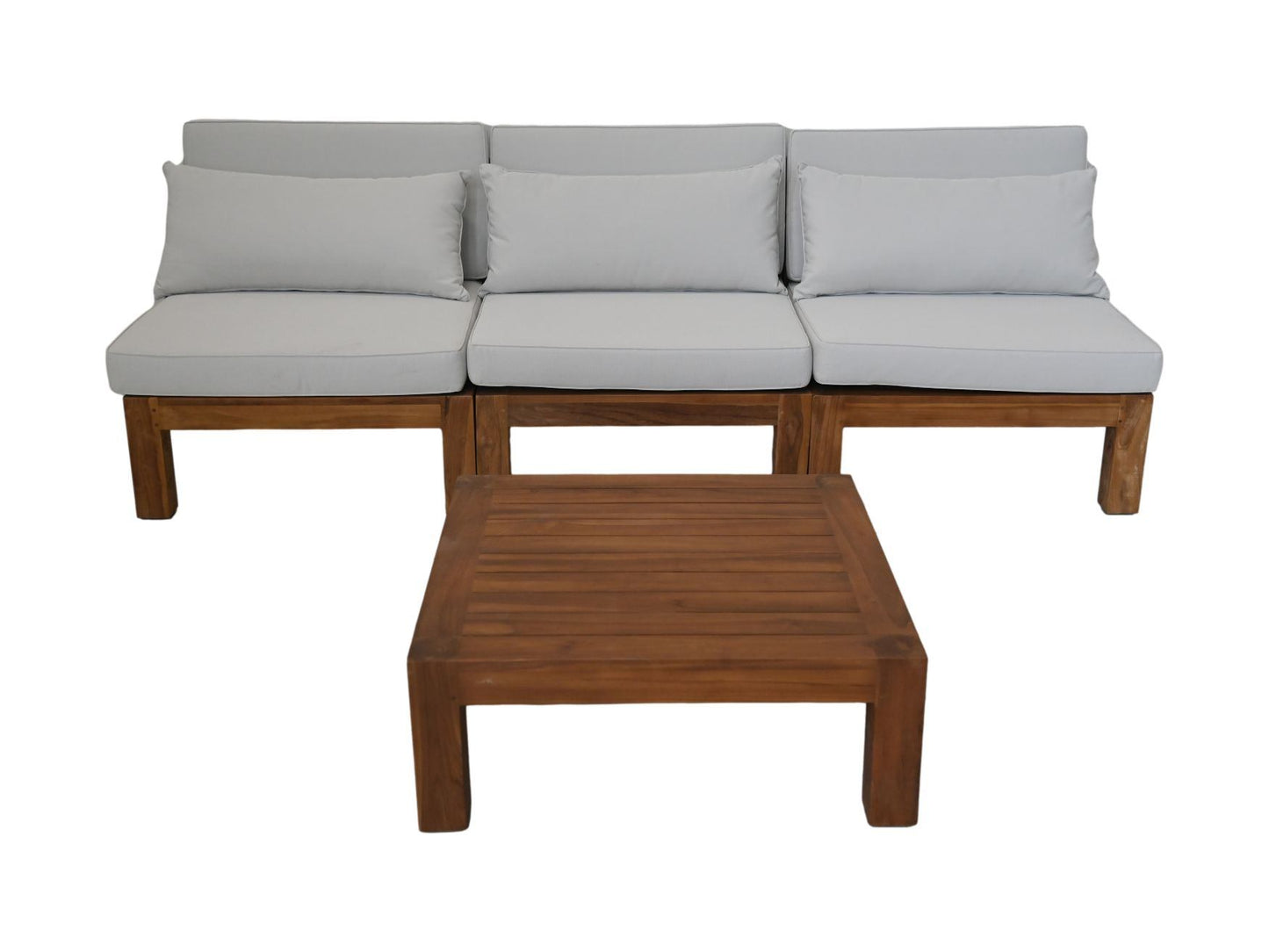 HSM Collection-Tuin Lounge Set Aruba 4 Delig-84x252x64-Naturel/Wit-Teak/Stof