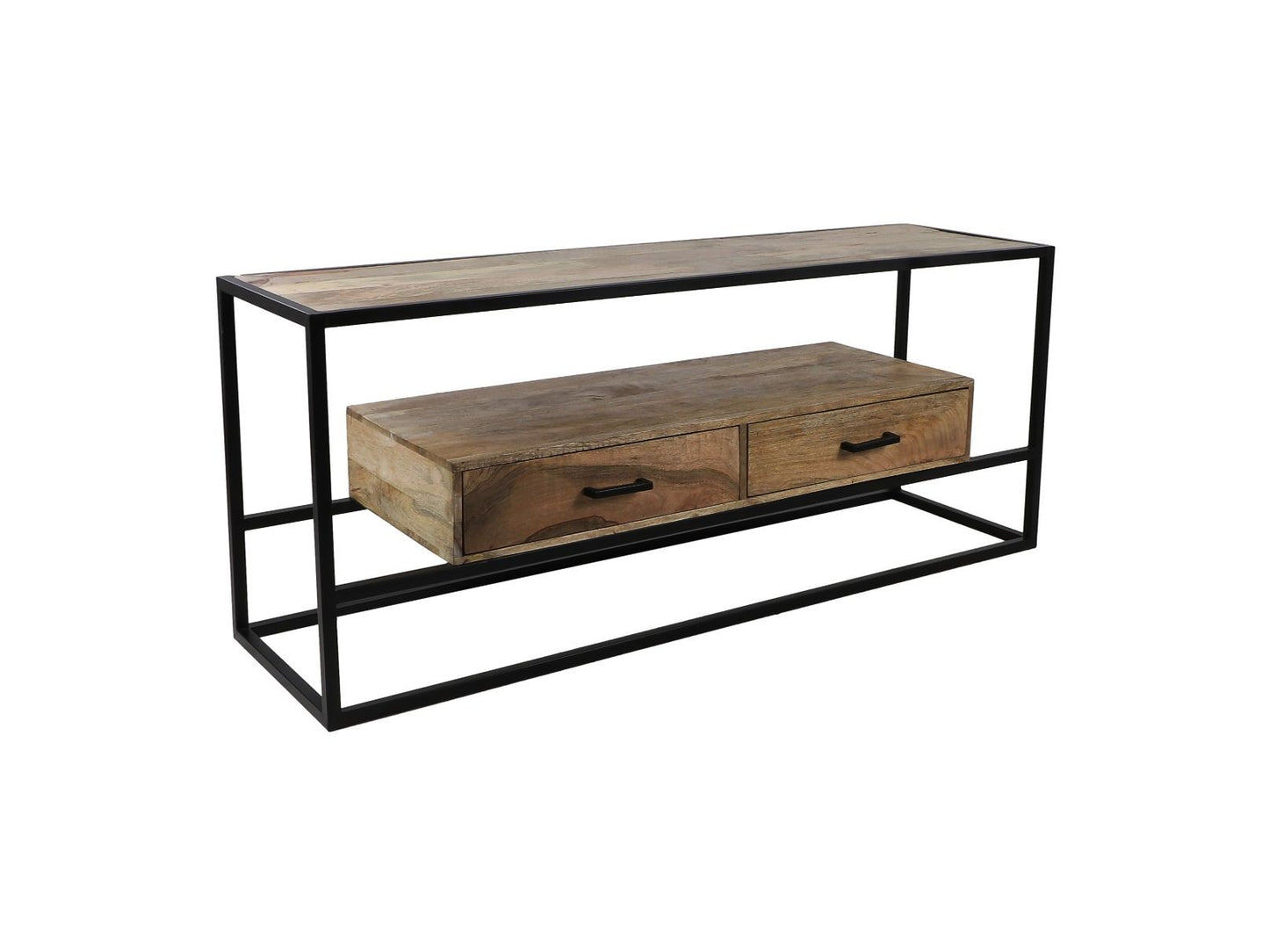 HSM Collection-Tv Meubel Blackwell 2 La-140x40x58-Naturel/Zwart-Mango/Metaal