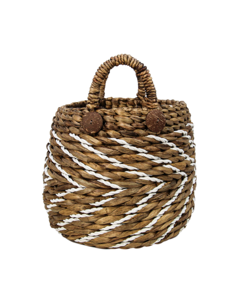 HSM Collection-Mandenset S/2-ø40x42/ø30x36-Naturel/Wit-Waterhyacint