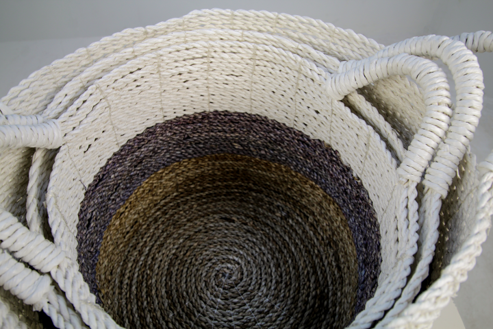 HSM Collection-Mandenset Malibu S/3-ø36x30 / ø34x27 / ø32x25-Naturel/Assorti-Raffia/Zeegras