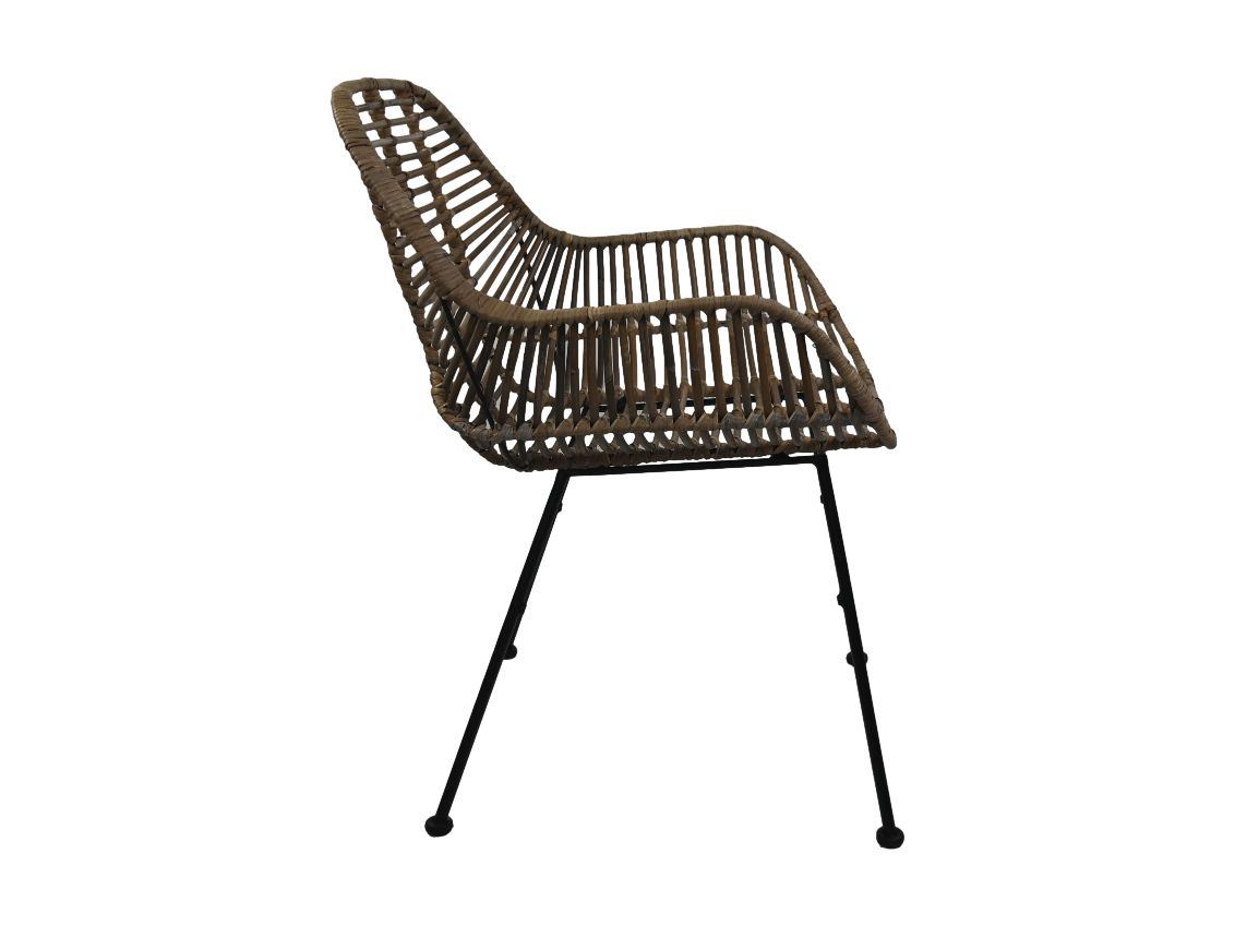 HSM Collection-Eetkamerstoel Wendi Rotan S/2-59x63x83-Naturel/grijs/zwart-Rotan/kobo/metaal