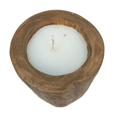 HSM Collection-Kaars Boomstam Groot-ø20x20-Naturel-Teak