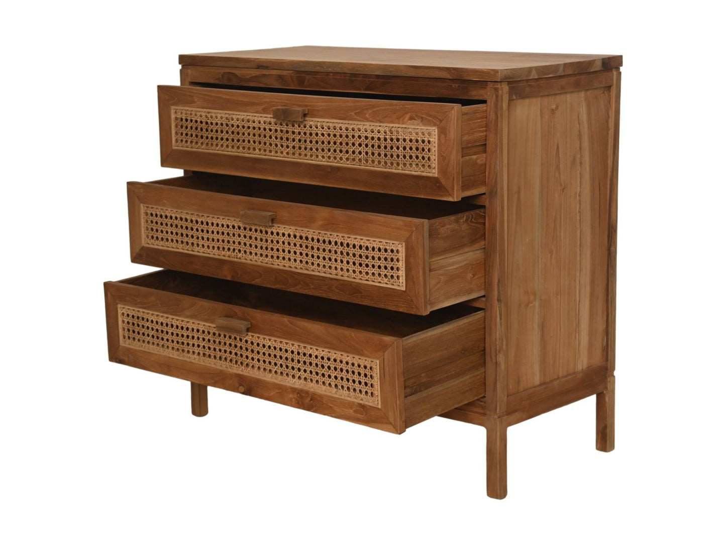 HSM Collection-Dressoir 3 La-90x42x85-Naturel-Rotan/Teak