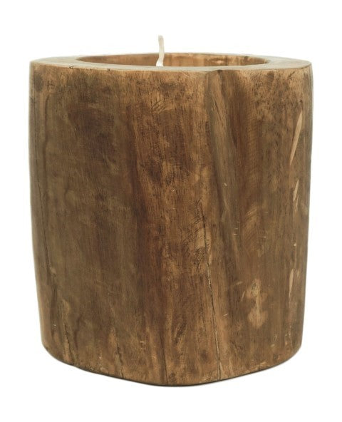 HSM Collection-Kaars Boomstam Groot-ø20x20-Naturel-Teak