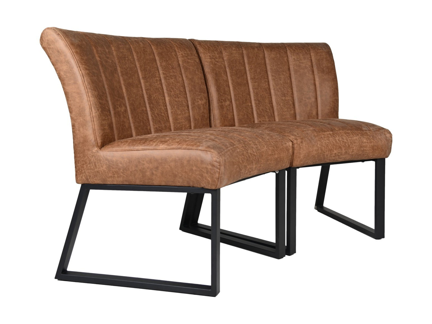 HSM Collection-Eetkamerbank Texas-68x55x88-Cognac/Zwart-Leder/Metaal