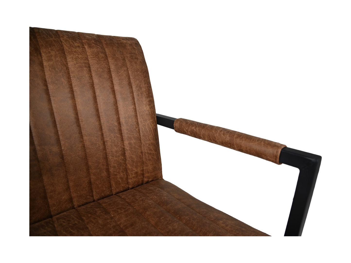 HSM Collection-Eetkamerstoel Texas Met Arm S/2-55x50x85-Cognac/Zwart-Leder/Metaal