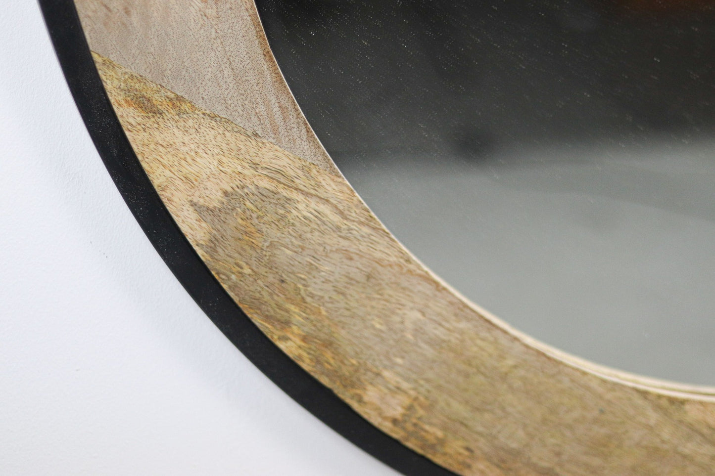 HSM Collection-Ronde Spiegel-ø90x5-Zwart/Naturel-Mango
