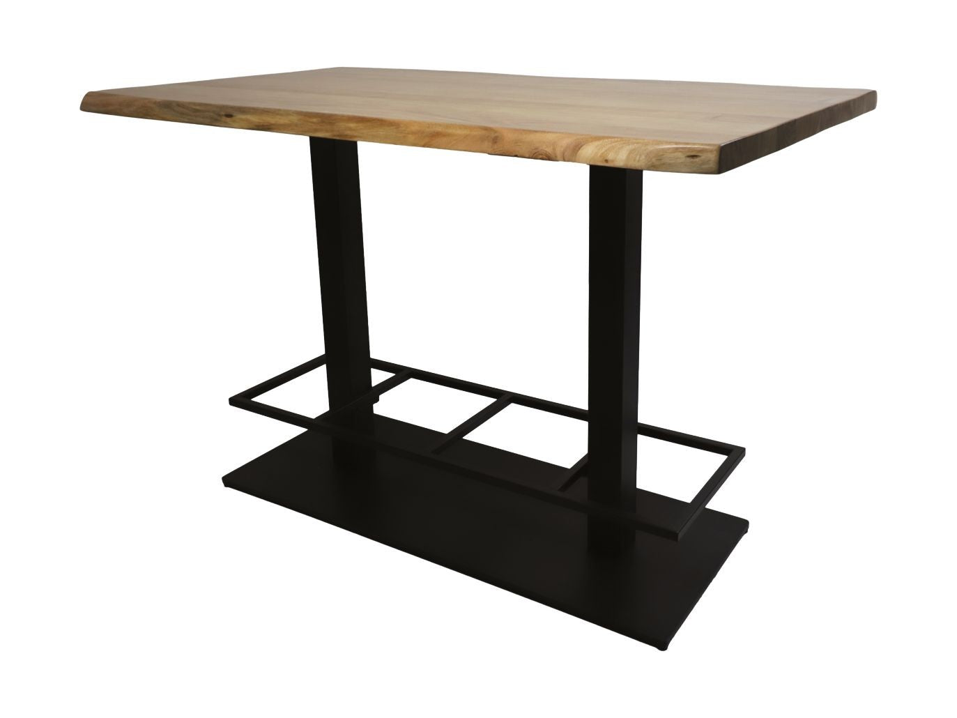 HSM Collection-Rechthoekige Bartafel 2 Pilaren-140x80x92-Naturel/Zwart-Acacia/Metaal