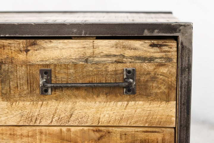 HSM Collection-Tv Meubel Hayward 1 Deur 2 La-130x40x55-Naturel/Zwart-Mango/Metaal