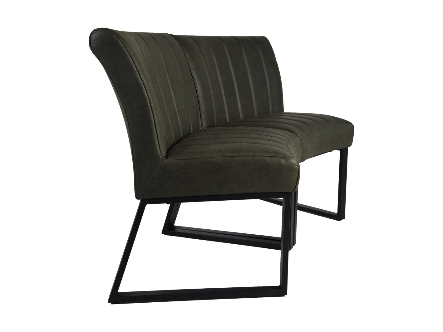 HSM Collection-Eetkamerbank Texas-68x55x88-Groen/Zwart-Leder/Metaal