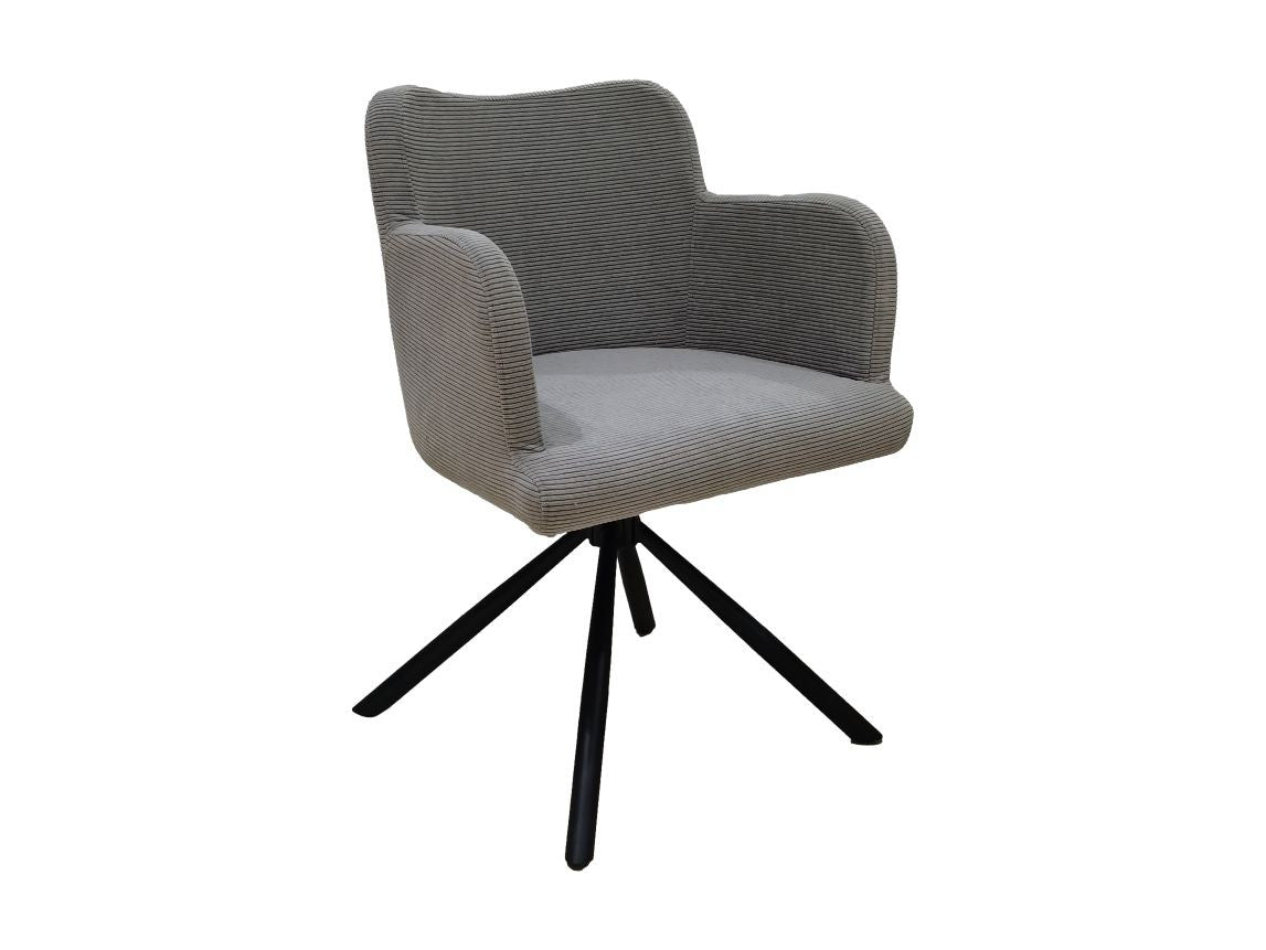 HSM Collection-Eetkamerstoel Bella S/2-56x60x82-Licht Grijs/Zwart-Stof/Metaal