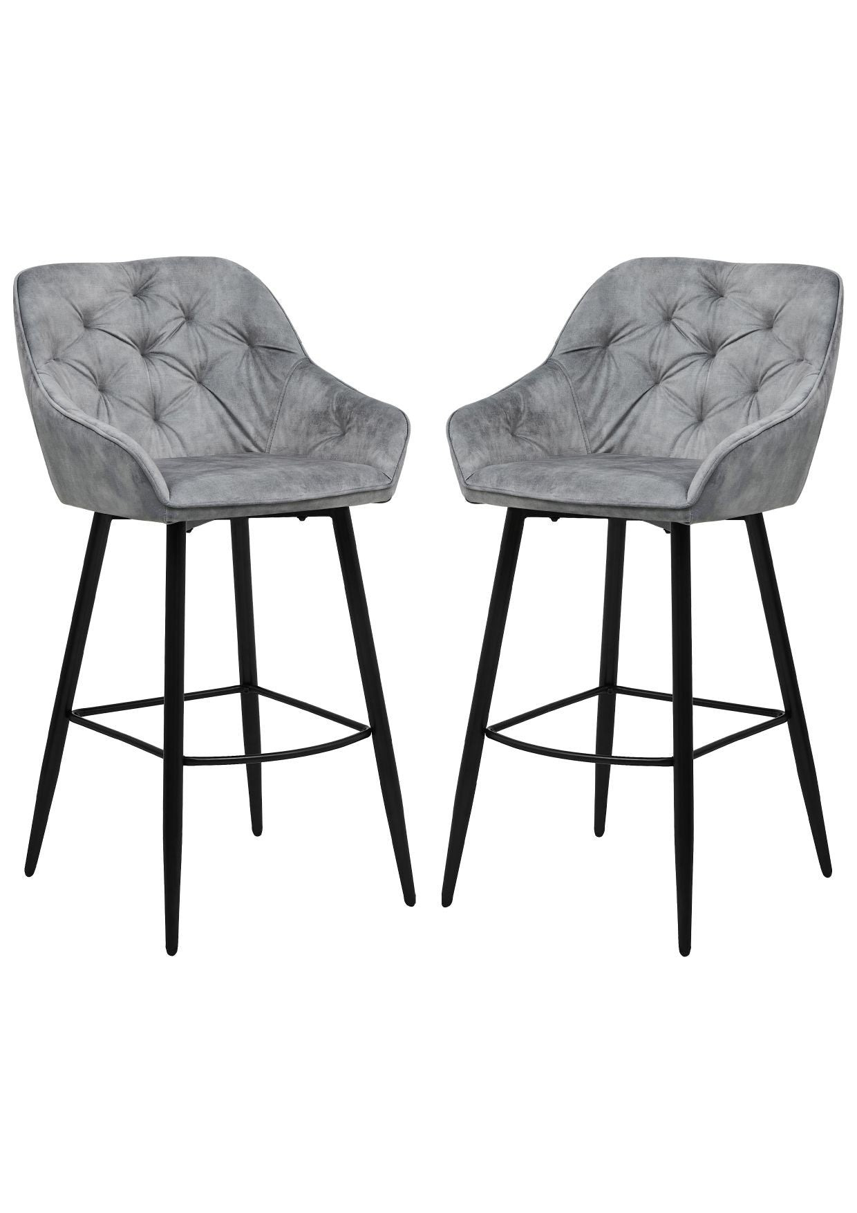 HSM Collection-Barkruk Liverpool S/3-56x61x107-Licht Grijs/Zwart-Stof/Metaal
