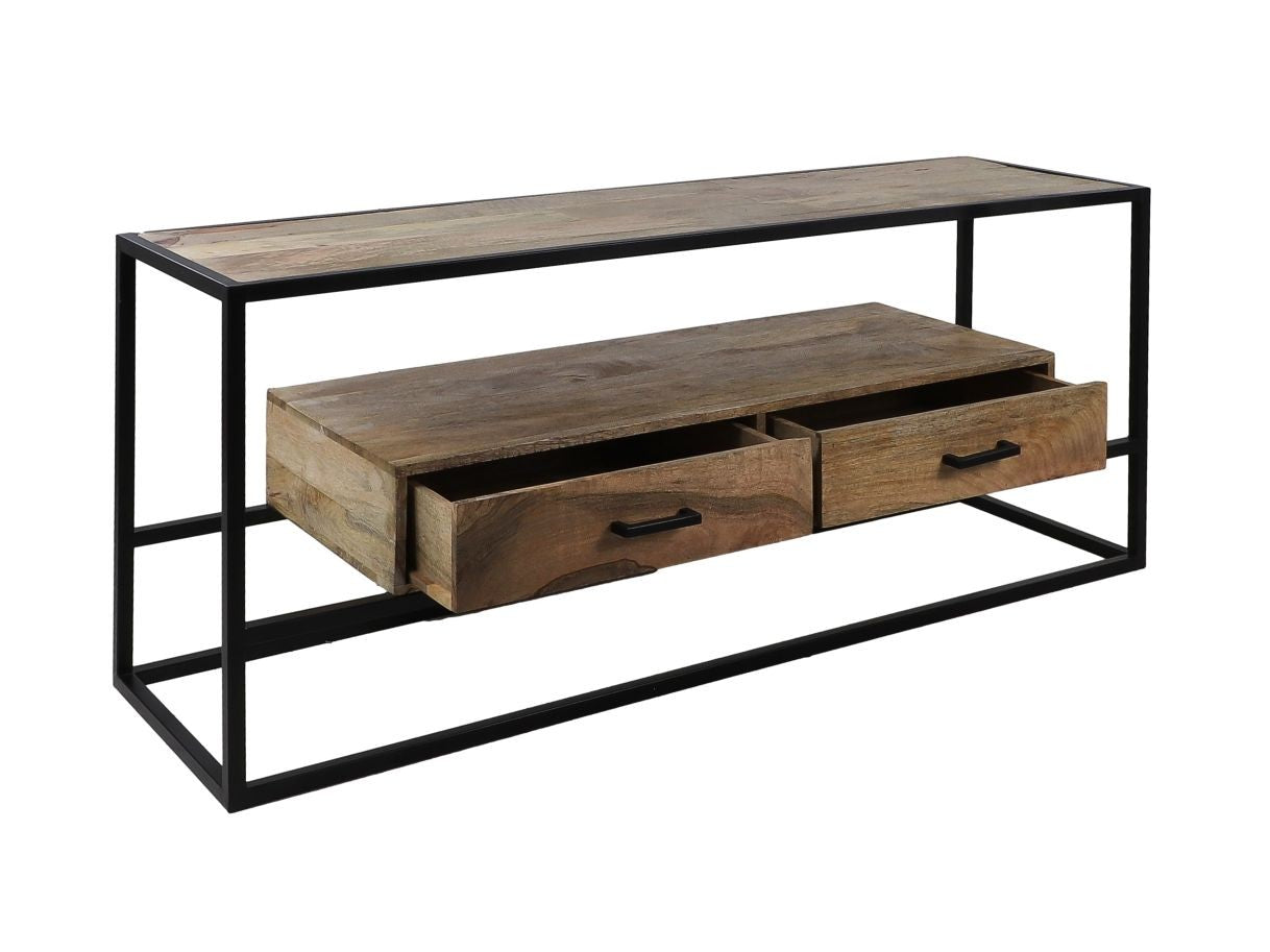 HSM Collection-Tv Meubel Blackwell 2 La-140x40x58-Naturel/Zwart-Mango/Metaal