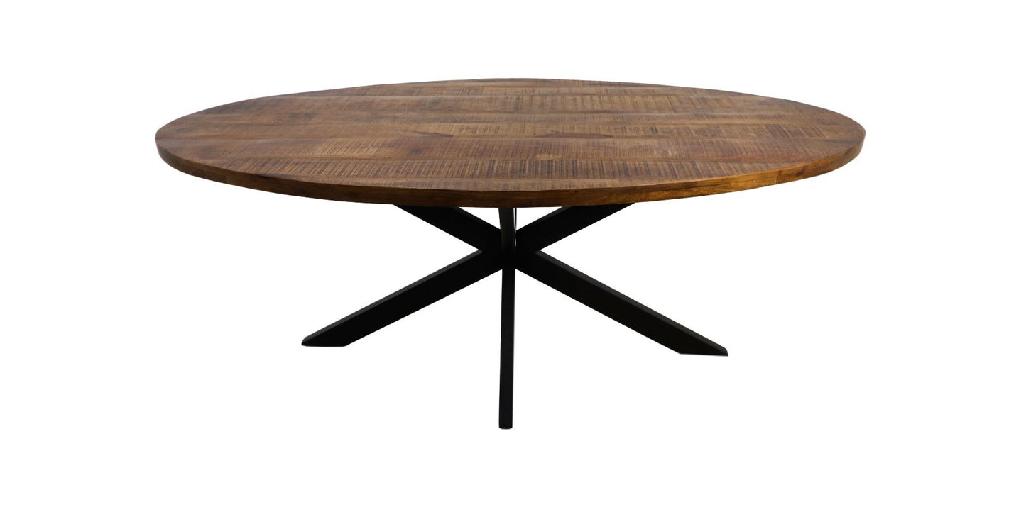 HSM Collection-Ovale Eettafel Melbourne-160x90x76-Naturel/Zwart-Mango/Metaal