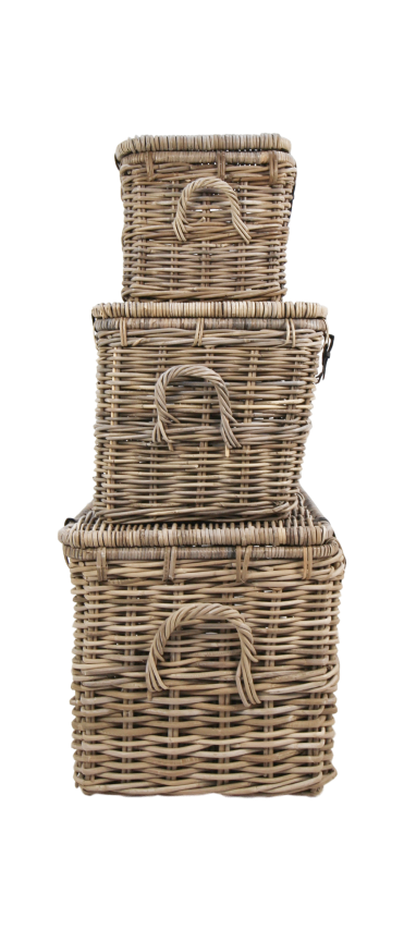 HSM Collection-Opbergmand S/3 -90x56x55 / 76x48x45 / 62x38x37-Grijs-Koboo