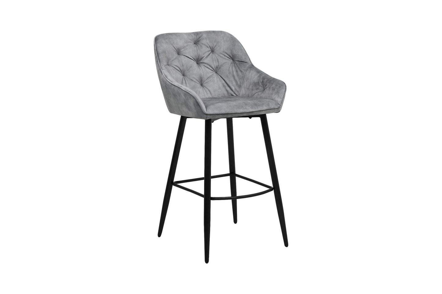 HSM Collection-Barkruk Liverpool S/3-56x61x107-Licht Grijs/Zwart-Stof/Metaal