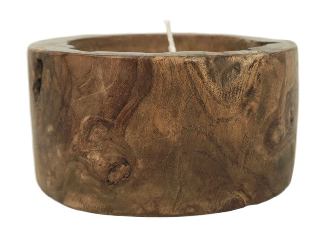 HSM Collection-Kaars Boomstam Klein-ø20x10-Naturel-Teak