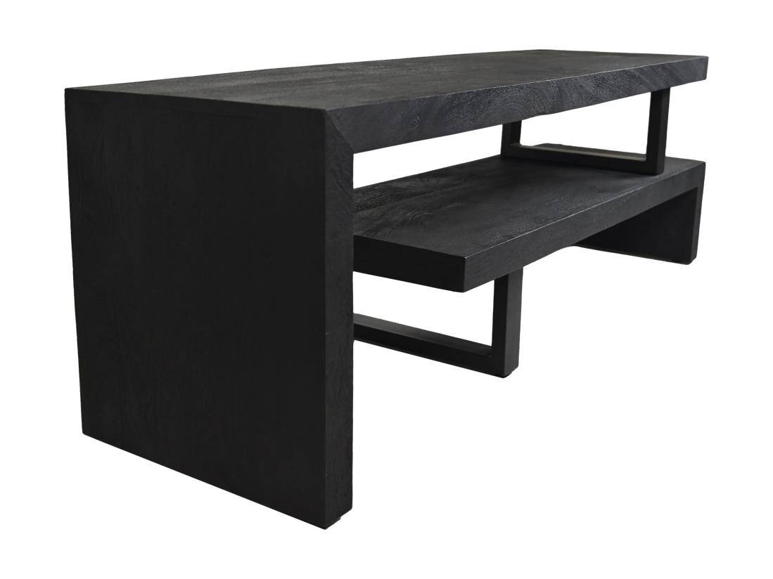 HSM Collection-Tv Meubel 2 Delig-140x40x46-Zwart-Mango/Metaal