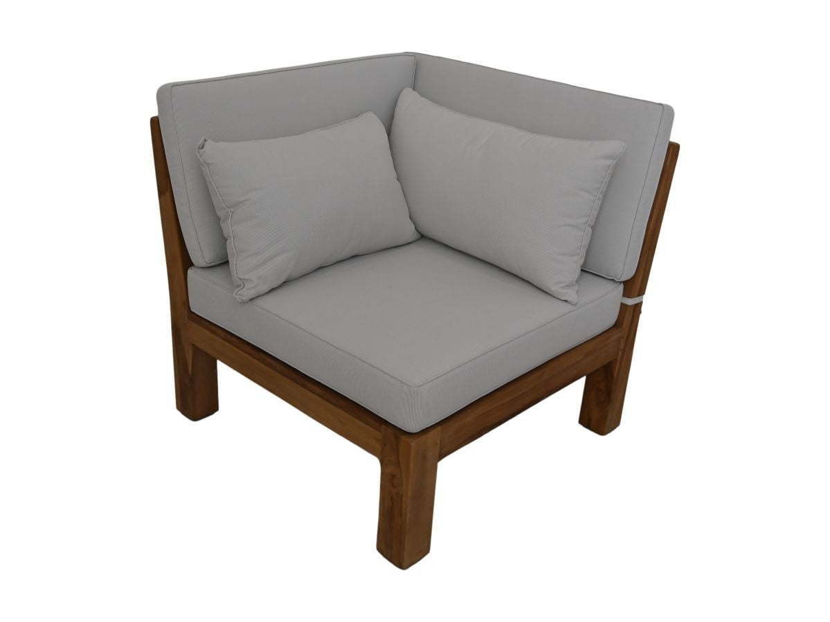 HSM Collection-Tuin Lounge Set Aruba 7 Delig-168x336x64-Naturel/Wit-Teak/Stof