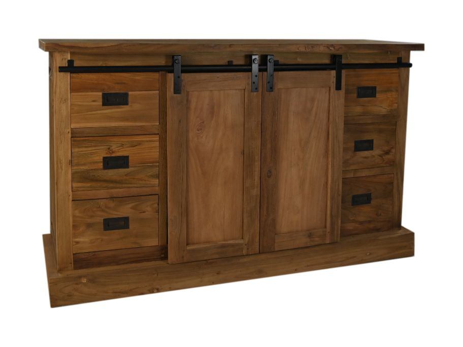 HSM Collection-Dressoir Blackburn 2 Deur 6 La-140x42x86-Naturel-Teak