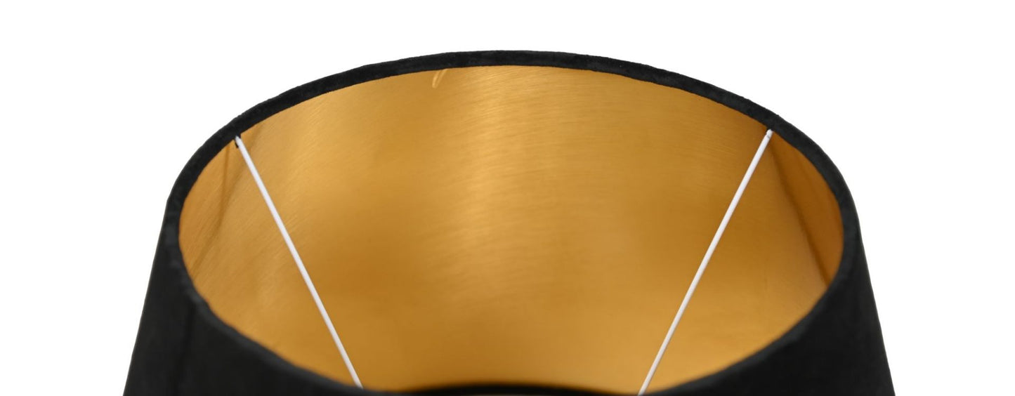 HSM Collection-Ronde Lampenkap Conisch-ø28-ø40x25-Zwart/Goud-Stof