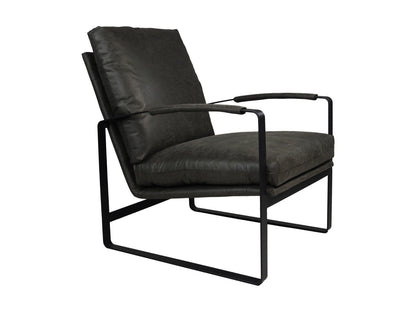 HSM Collection-Fauteuil Miami-95x65x95-Donker Grijs/Zwart-Leder/Metaal