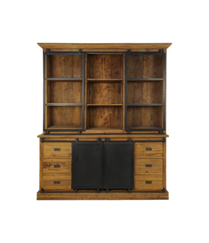 HSM Collection-Buffetkast Blackburn 4 Deur 6 La-180x50x220-Naturel/Zwart-Teak/Metaal