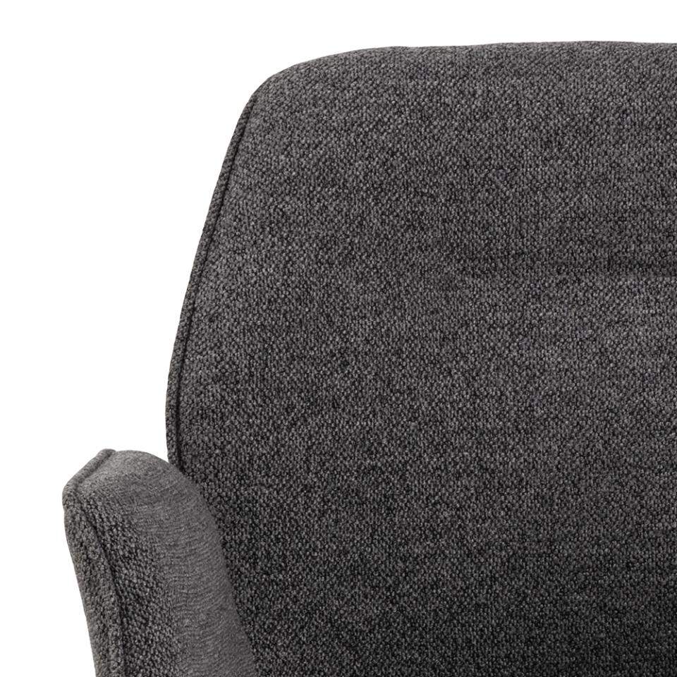 HSM Collection-Eetkamerstoel Nora + Armleuning-90x62x61-Donker Grijs/Zwart-Stof/Metaal