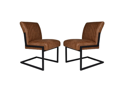 HSM Collection-Eetkamerstoel Texas S/2-55x50x85-Cognac/Zwart-Leder/Metaal