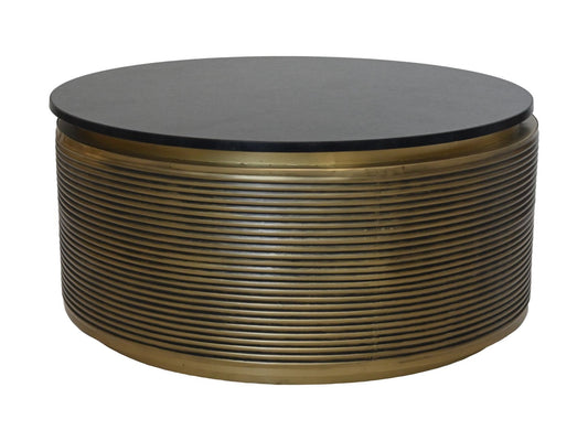 HSM Collection-Ronde Salontafel Rible-ø80x40-Goud/Zwart-Marmer/Metaal