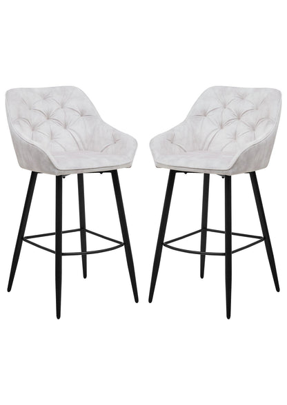 HSM Collection-Barkruk Liverpool S/2-56x61x107-Beige/Zwart-Stof/Metaal
