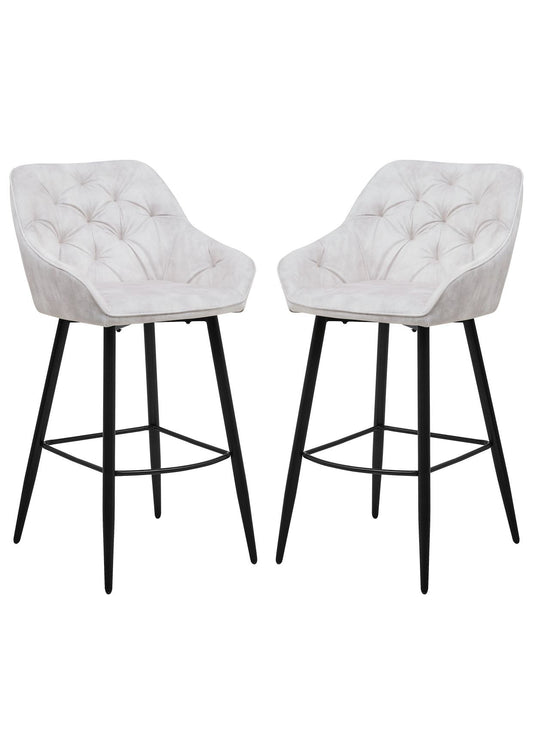 HSM Collection-Barkruk Liverpool S/2-56x61x107-Beige/Zwart-Stof/Metaal