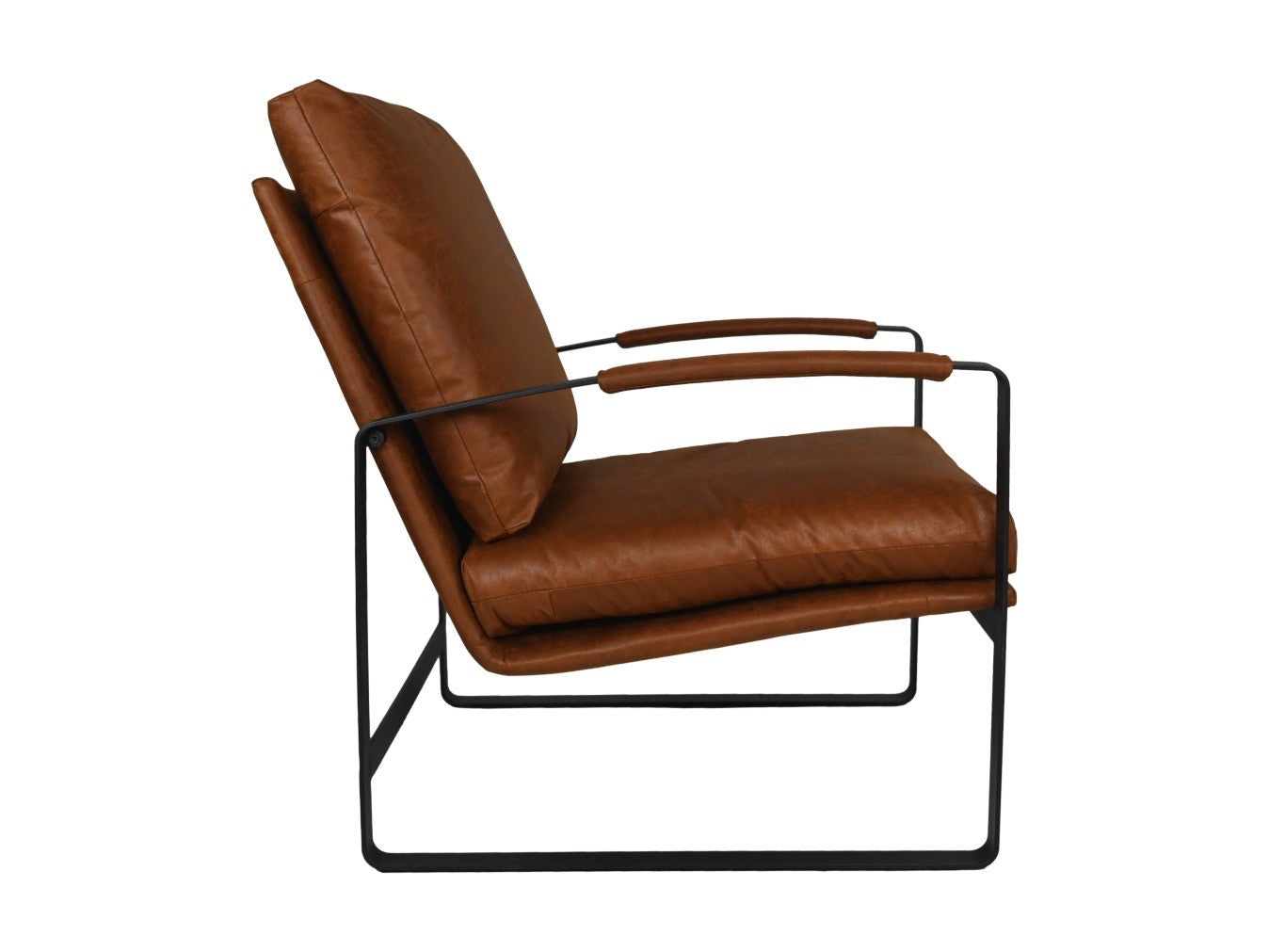 HSM Collection-Fauteuil Miami-95x65x95-Cognac/Zwart-Leder/Metaal