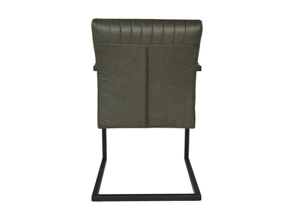 HSM Collection-Eetkamerstoel Texas Met Arm S/2-55x50x85-Groen/Zwart-Leder/Metaal