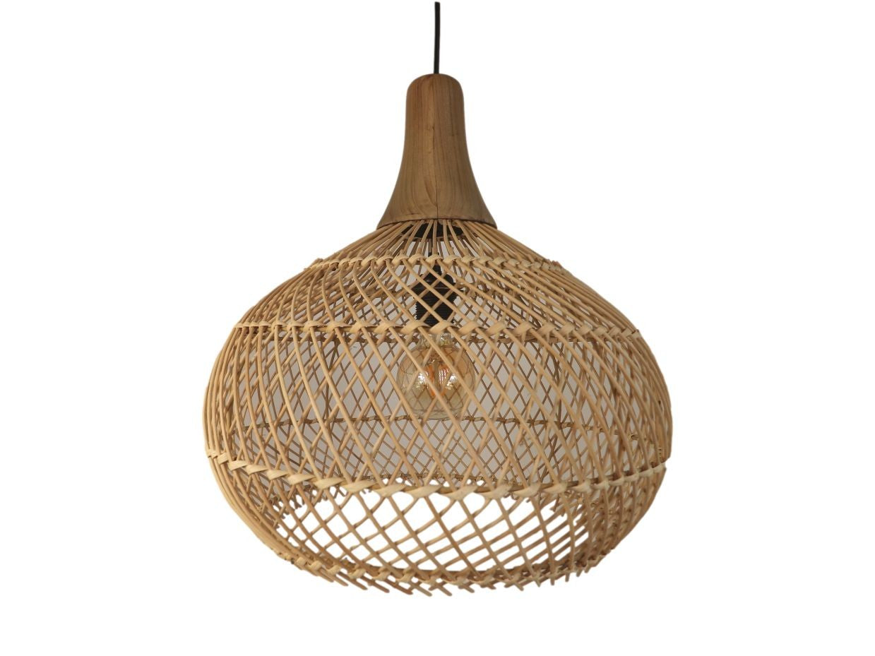 HSM Collection-Hanglamp-43x43x46-Naturel-Rotan/Teak