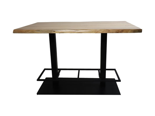 HSM Collection-Rechthoekige Bartafel 2 Pilaren-140x80x92-Naturel/Zwart-Acacia/Metaal