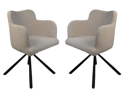 HSM Collection-Eetkamerstoel Bella S/2-56x60x82-Wit/Zwart-Stof/Metaal