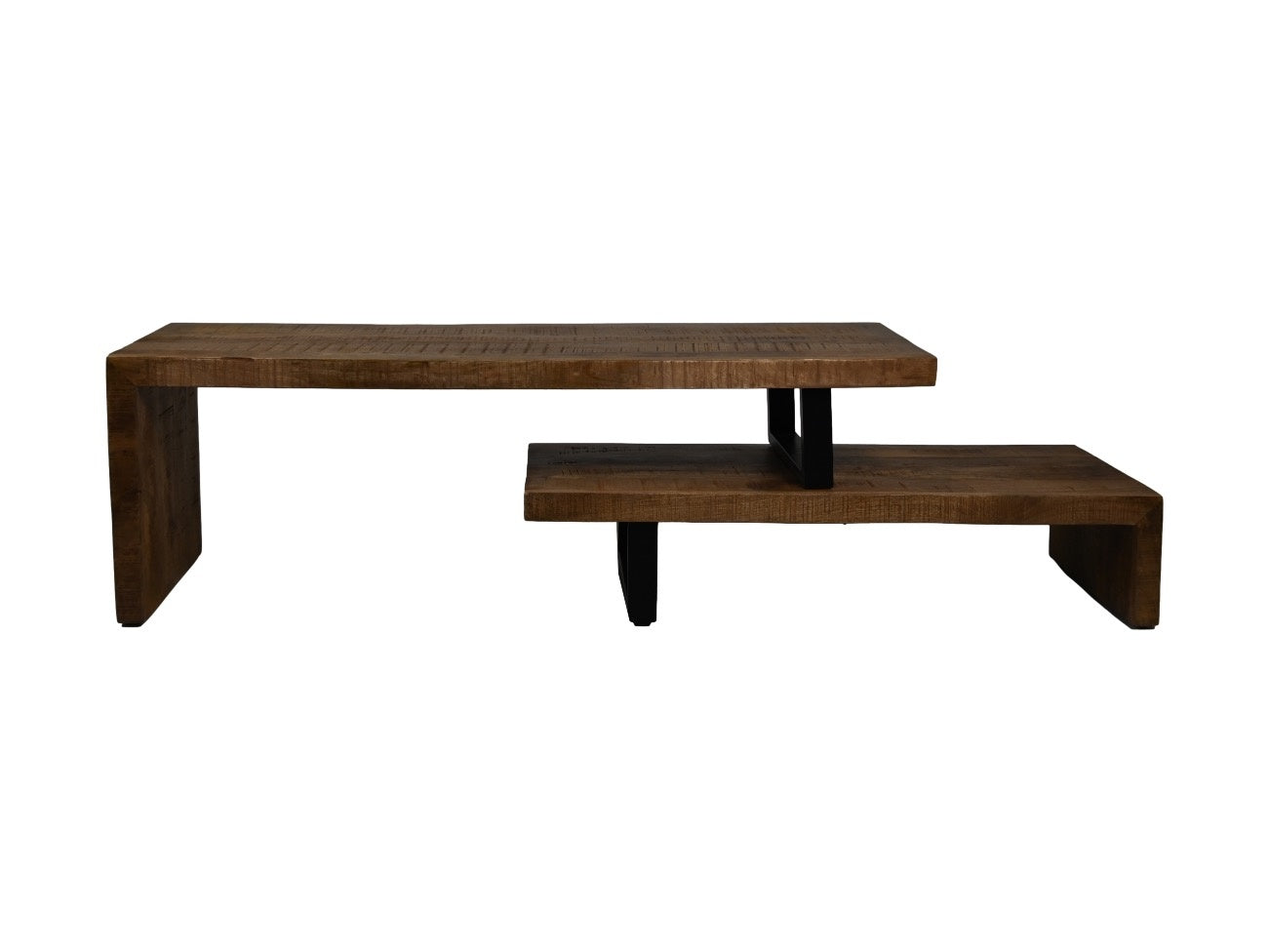 HSM Collection-Tv Meubel 2 Delig-140x40x46-Naturel-Mango/Metaal