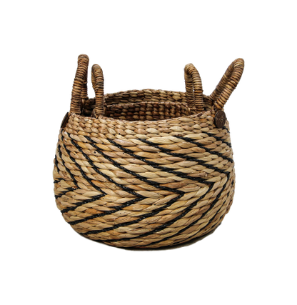 HSM Collection-Mandenset S/2-ø40x42/ø30x36-Naturel/Zwart-Waterhyacint