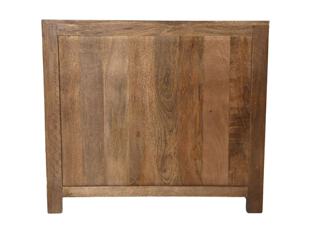 HSM Collection-Vitrinekast Laag 2 Deur-80x40x70-Naturel-Mango/Glas